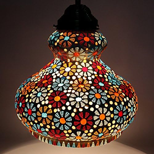 Large Surahi-Shaped Glass Pendant Hanging Lamp - Turkish Style, Multicolored, Bulb Not Included, Handcrafted in India for Living and Home Decoration (Pack of 1)