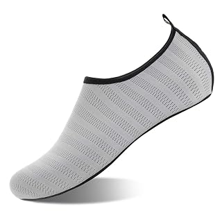 Womens and Mens Kids Water Shoes Barefoot Quick-Dry Aqua Socks for Beach Swim Surf Yoga Exercise (Light Gray, XXL)