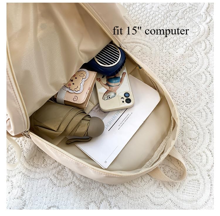 Coquette Backpack Bow Tie Preppy Cute Backpack, Beige, 11.82 x 15.75 x 5.91 inches, College/University Daypack Backpack with Large Capacity and Ribbon Design4