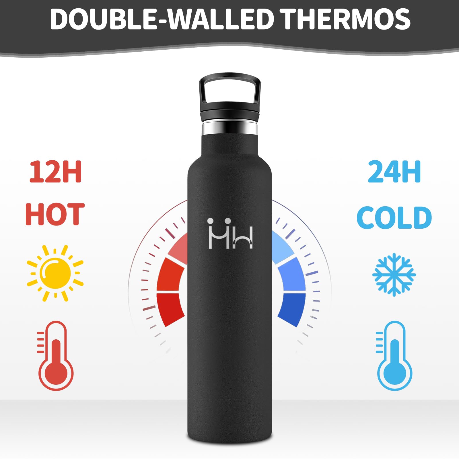 HoneyHolly Borraccia 1 Litro, Senza BPA, Bottiglia Termica, Sottovuoto a Doppia Parete, Borracce Termiche, 18/8 Acciaio Inox, Borraccia Termica con Cannuccia, Termos per Palestra, Sport, Bici