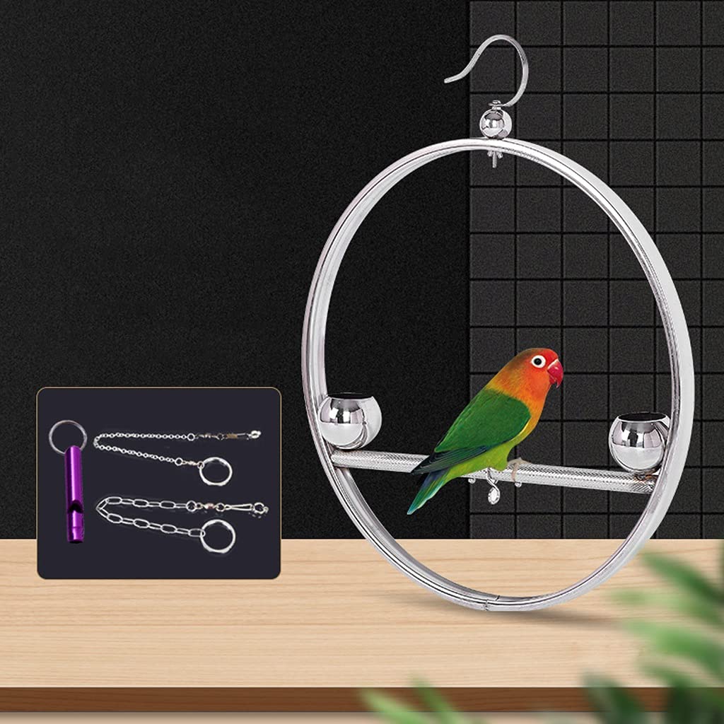 Vogelkäfig, 49,6 cm, Edelstahl, Vogelstange, Spielplatz, Plattform, Fitnessstudio, hängendes Käfigspielzeug mit Futternäpfen für Sittiche, Nymphensittiche, Wellensittiche, Vogelkäfige, Dekor (