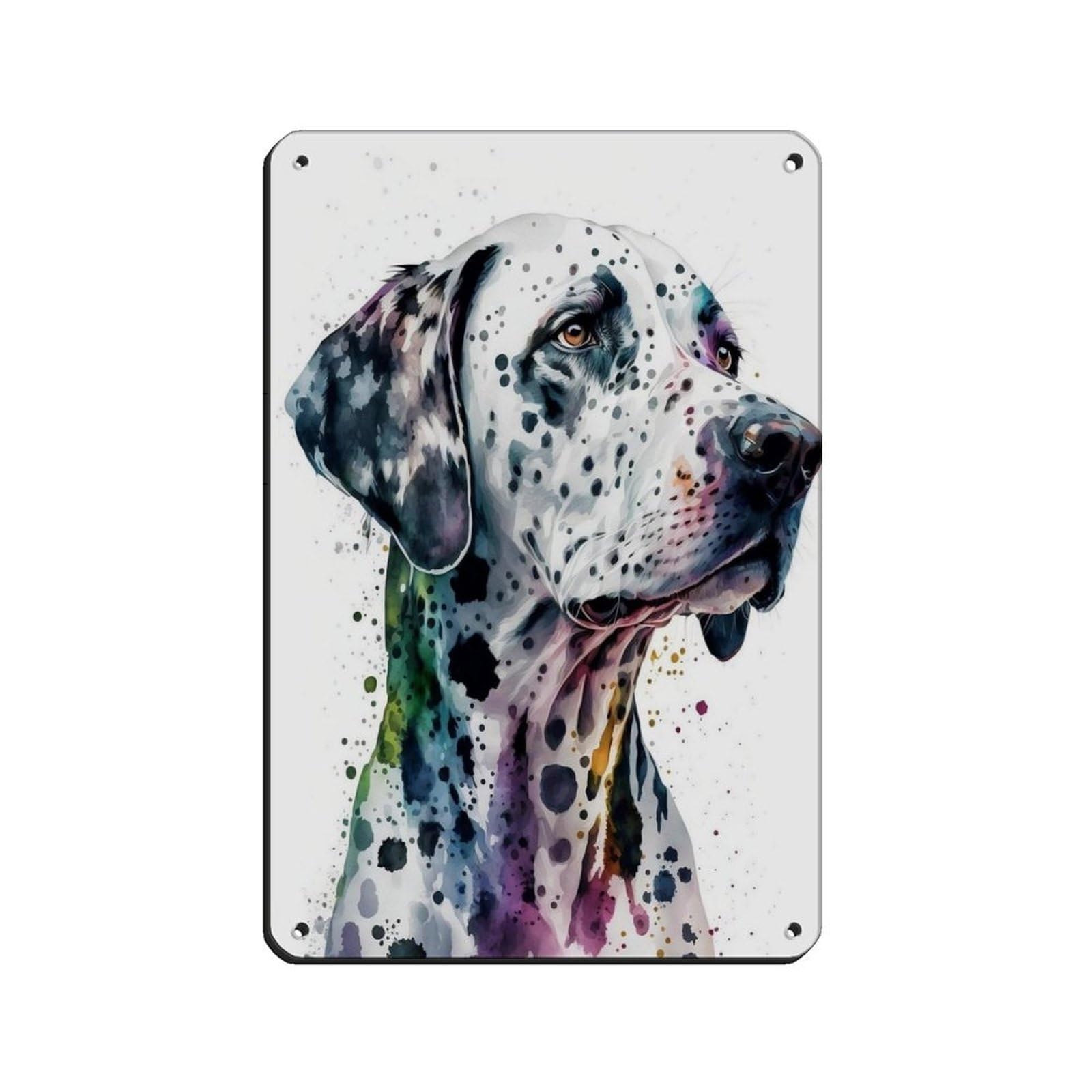 Watercolor Dalmatian, Dalmatian Art Poster Tin Sign Vintage Metal Pub Club Cafe Bar Home Wall Art Decoration Poster Retro 8x12inch(20x30cm)