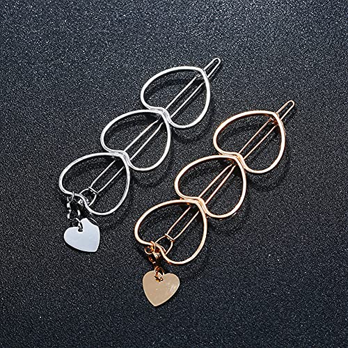 AKOAK 4 Piezas Pinzas para el Cabello de Metal con Estrella de Cinco Puntas Hueca y Colgante en Forma de Corazón Dorado y Plateado miniatura 2