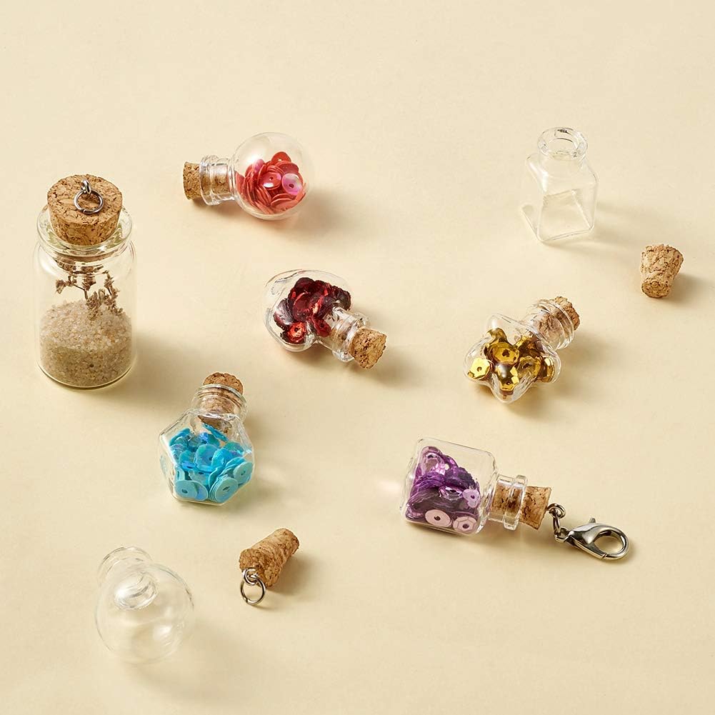 Mega Pet 35pcs Mini Tiny Clear Glass Jars Bottles with Cork Stoppers Mixed Shapes Wishing Bottles for Arts Crafts Wedding Party Decorations