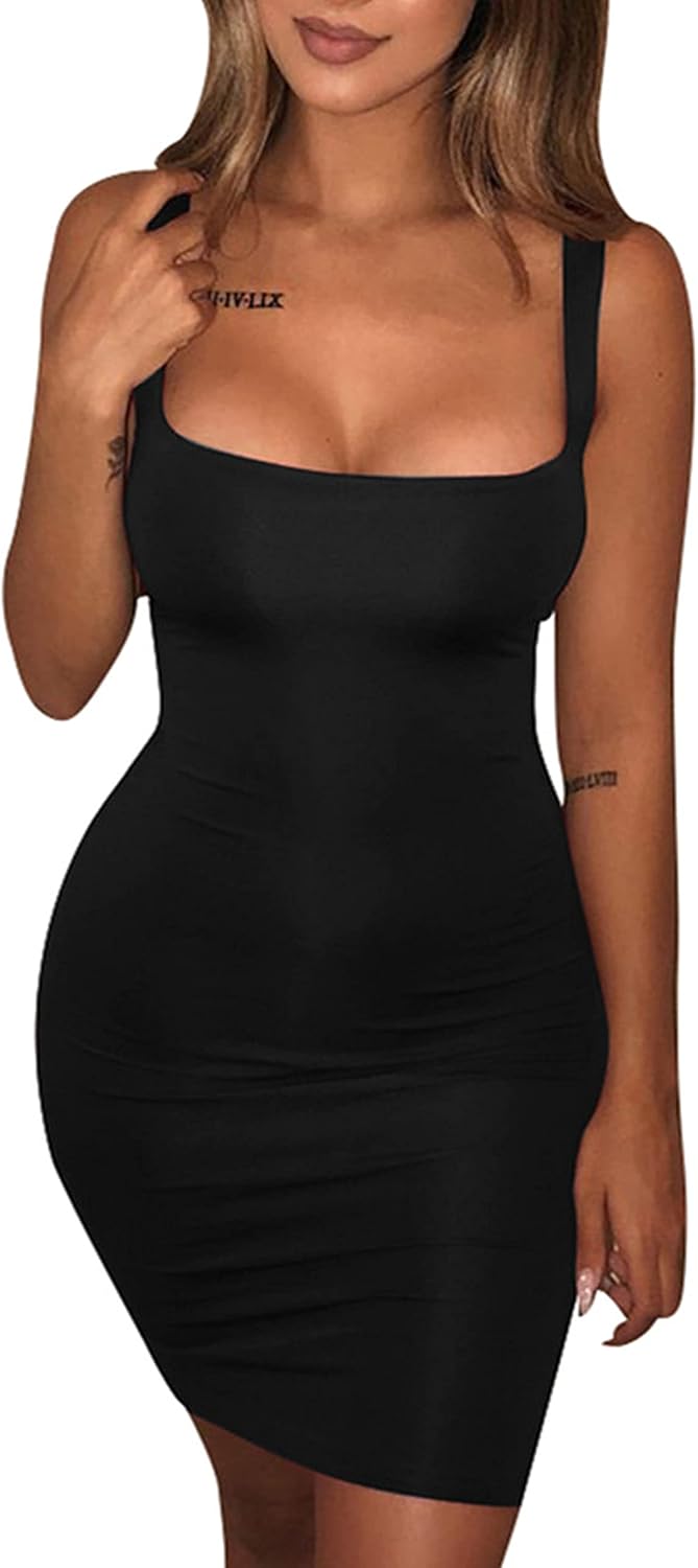 BORIFLORS Women’s Casual Basic Tank Top Sexy Sleeveless Bodycon Mini Club Dress BORIFLORS Women’s Casual Basic Tank Top Sexy Sleeveless Bodycon Mini Club Dress