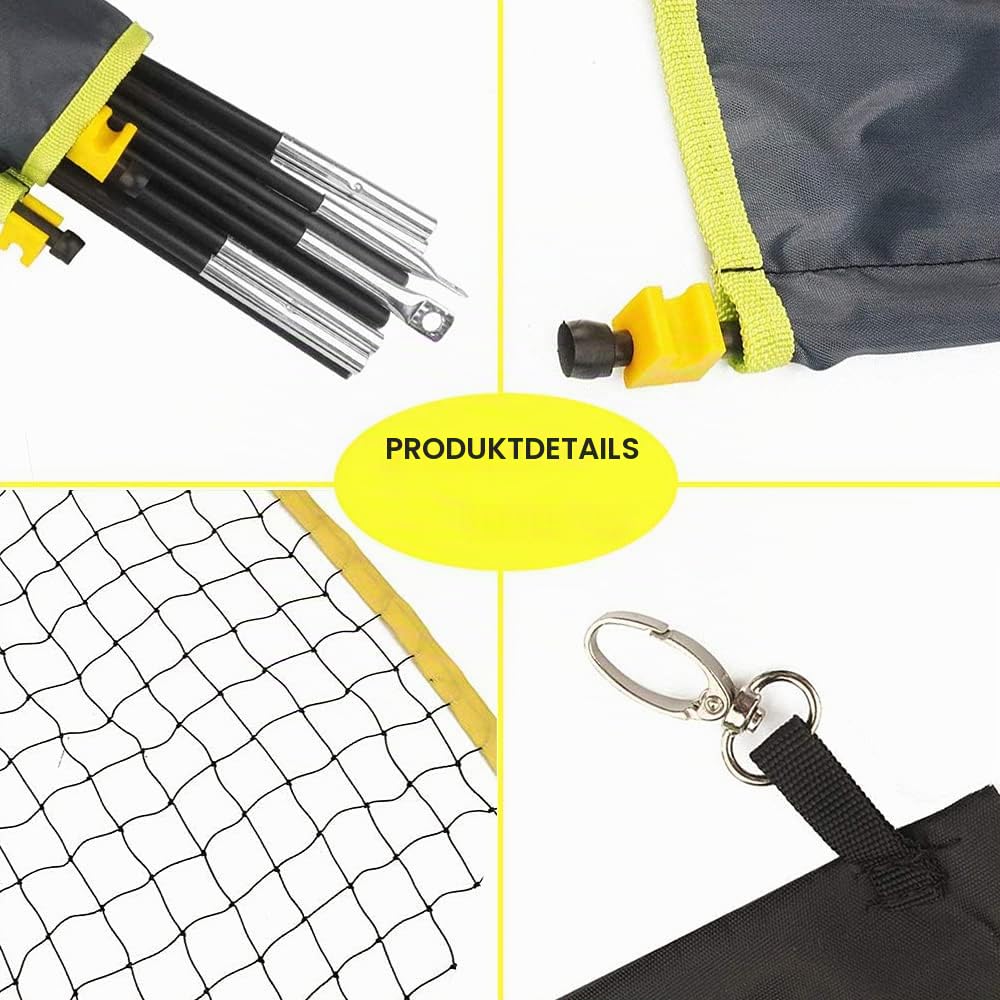 BEFANS Tragbares Badminton-Netz-Set für Garten, Pickleball, Kinder-Volleyballnetz am Strand, einfach aufzubauendes Netz mit Tragetasche Indoor-Outdoor-Sport, kein Werkzeug oder Heringe erforderlich