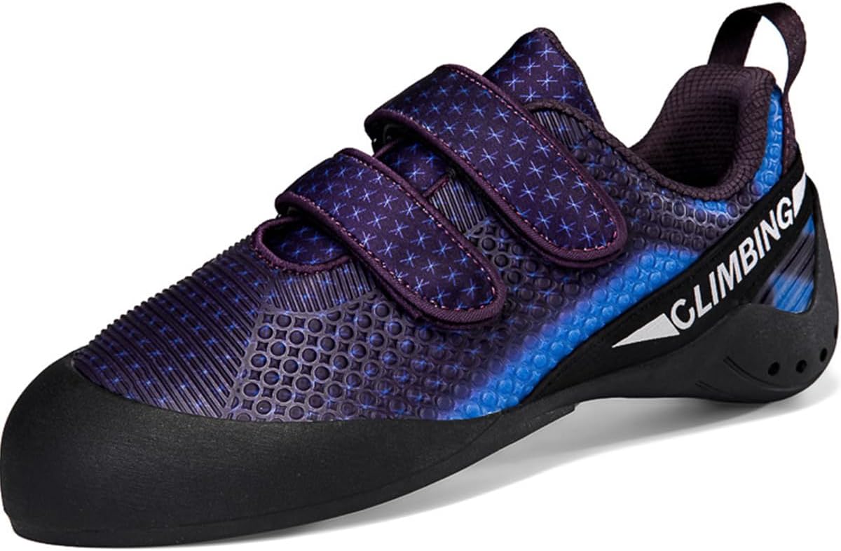 Climbing Shoes for Men Professional Slip-Resistant Lightweight Bouldering Training Shoes with Hook-and-Loop Breathable Upper