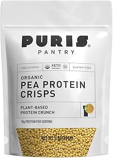 Organic Pea Protein Crisps, 1LB, Certified Organic Pea Protein Isolate, Keto Protein Crunch, Made 100% in The USA, Non-GMO, Gluten Free, No Sugar, No Soy, 18g Protein, 7g Carbs, Unflavored