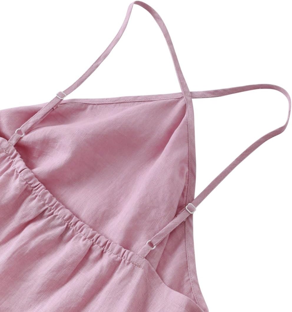 Amazhiyu Women’s 100% Linen Cross Neck Mini Dress Sleeveless Above Knee Fit - Image 6