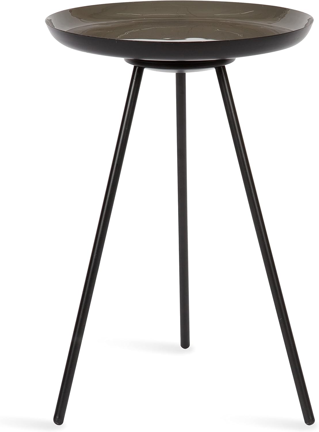 Kate and Laurel Laranya Modern Side Table; 15 x 15 x 23; Dark Clay Red and Black; Chic Minimalist Bedroom Nightstand Table with Hand-Applied Enamel Tabletop