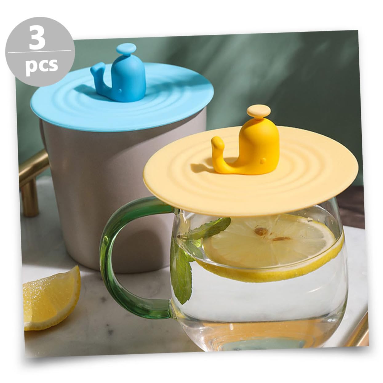 Ciieeo 3pcs Mug Lids Cup Covers for Home and Outdoor Use and Liquid Leakage Random Color and Easy to Clean