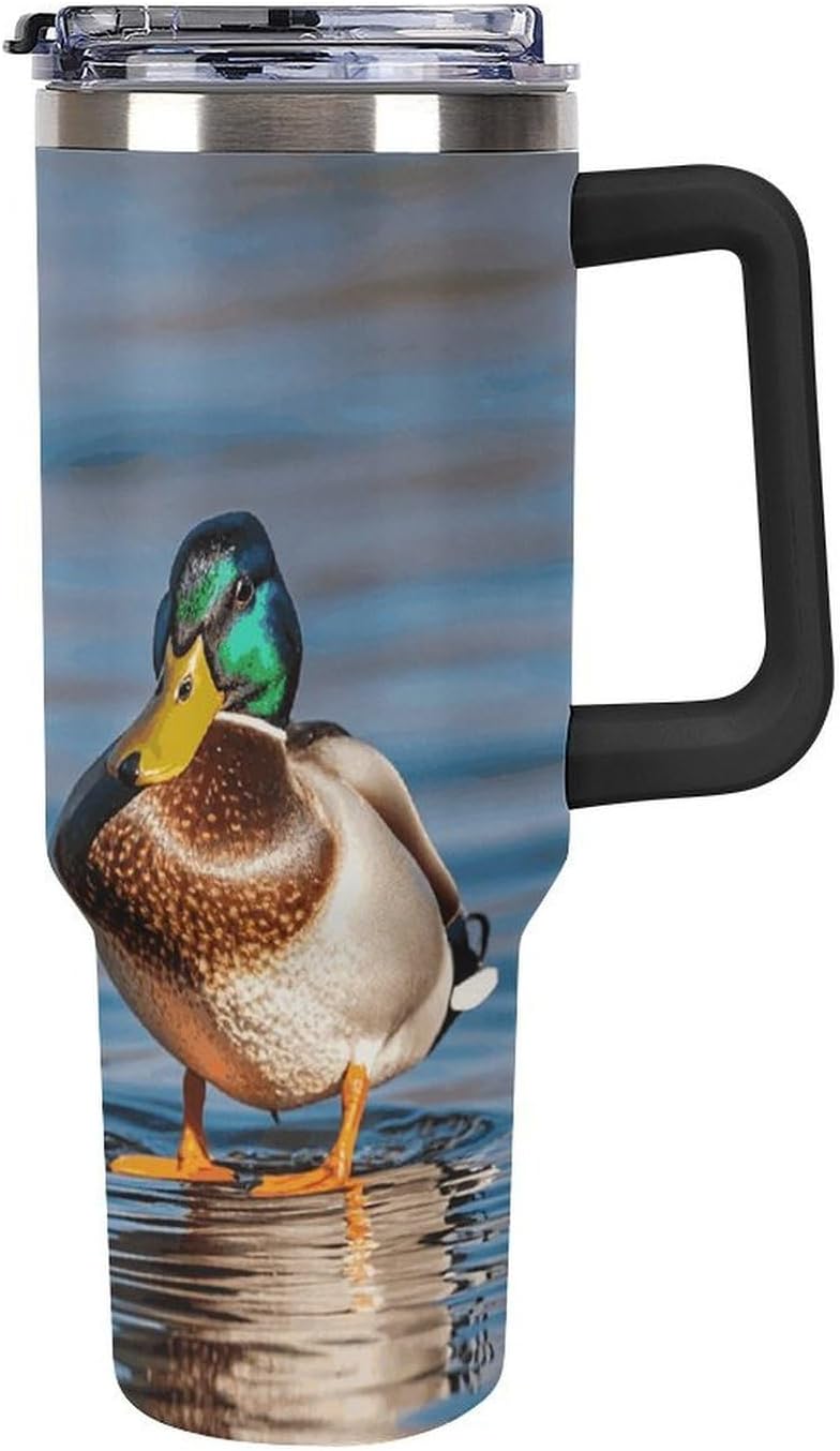 40 Oz Tumbler with Straw And Lid Two Mallard Ducks Insulated Travel Coffee Mug Stainless Steel Water Bottle Vacuum Insulated Tumblers for Sport Work Car Travel Weekends