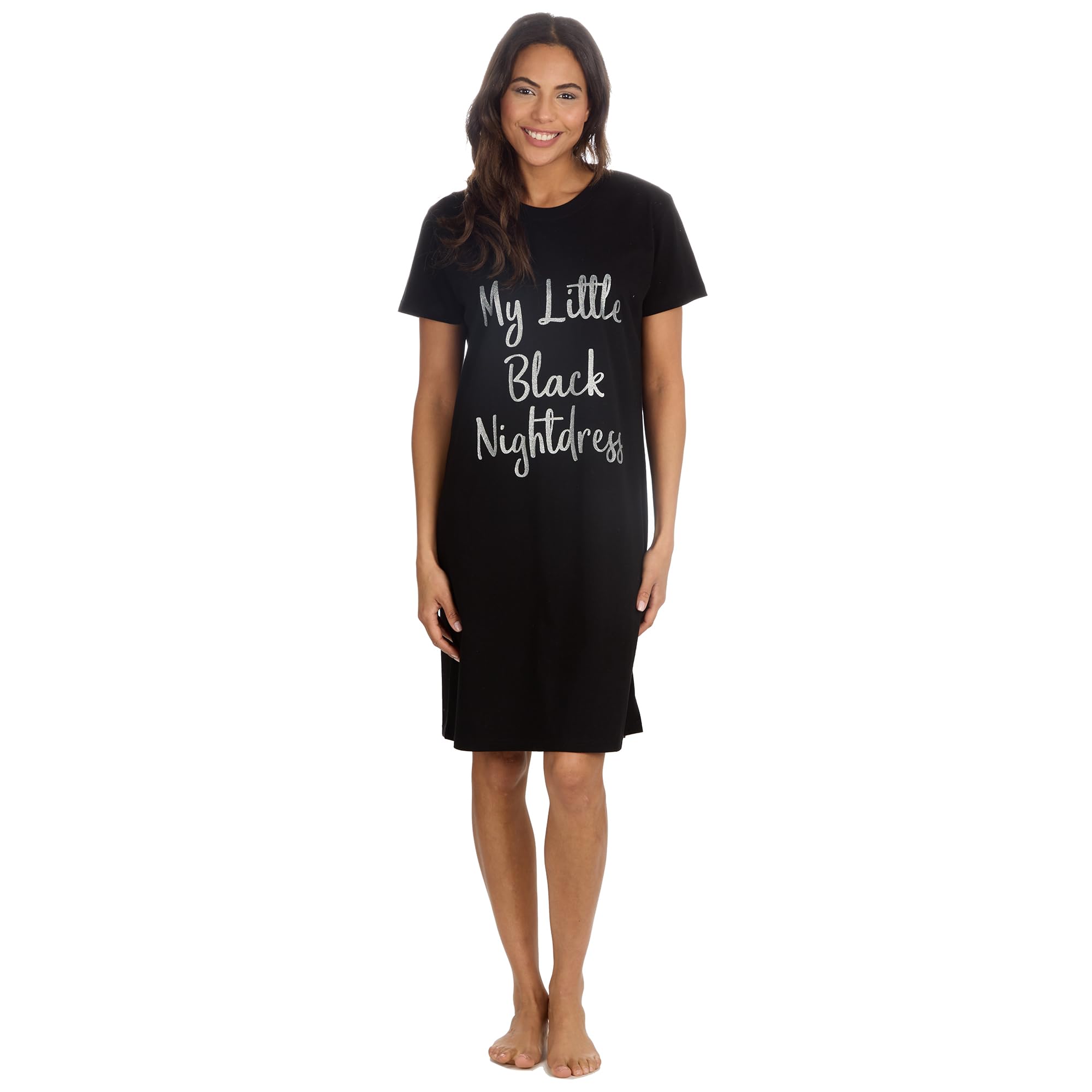 Insignia Women's Black Short Sleeve Jersey Nightshirts Nightie Nightdress (, 24-26)