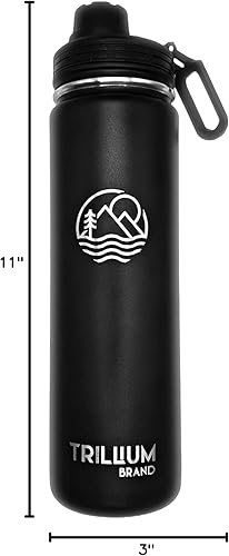 Miniatura 4 de Botella de agua deportiva sellada al vacío, de acero inoxidable, a prueba de fugas, tapa de boquilla, color negro, 22 onzas