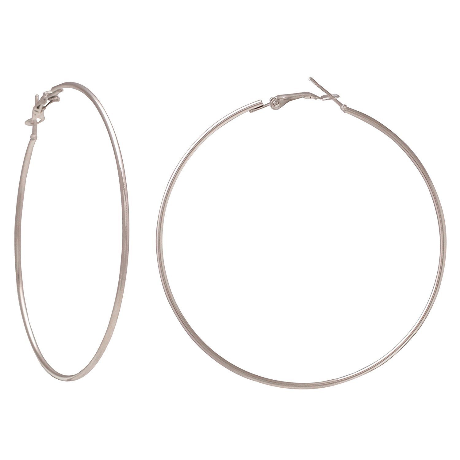 Total Fashion Silver Rhodium Polish, Big Hoop Earrings For Women/Girls (B079NV2Q93) Amazon Price History, Amazon Price Tracker