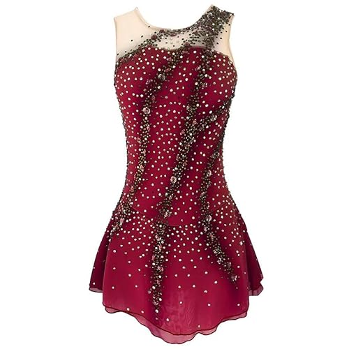 JRUIA Girls' Ice Skating Dresses Full Diamond Women's Figure Skating Competition Costume Lady's Artistic Skate Skirts,E,S