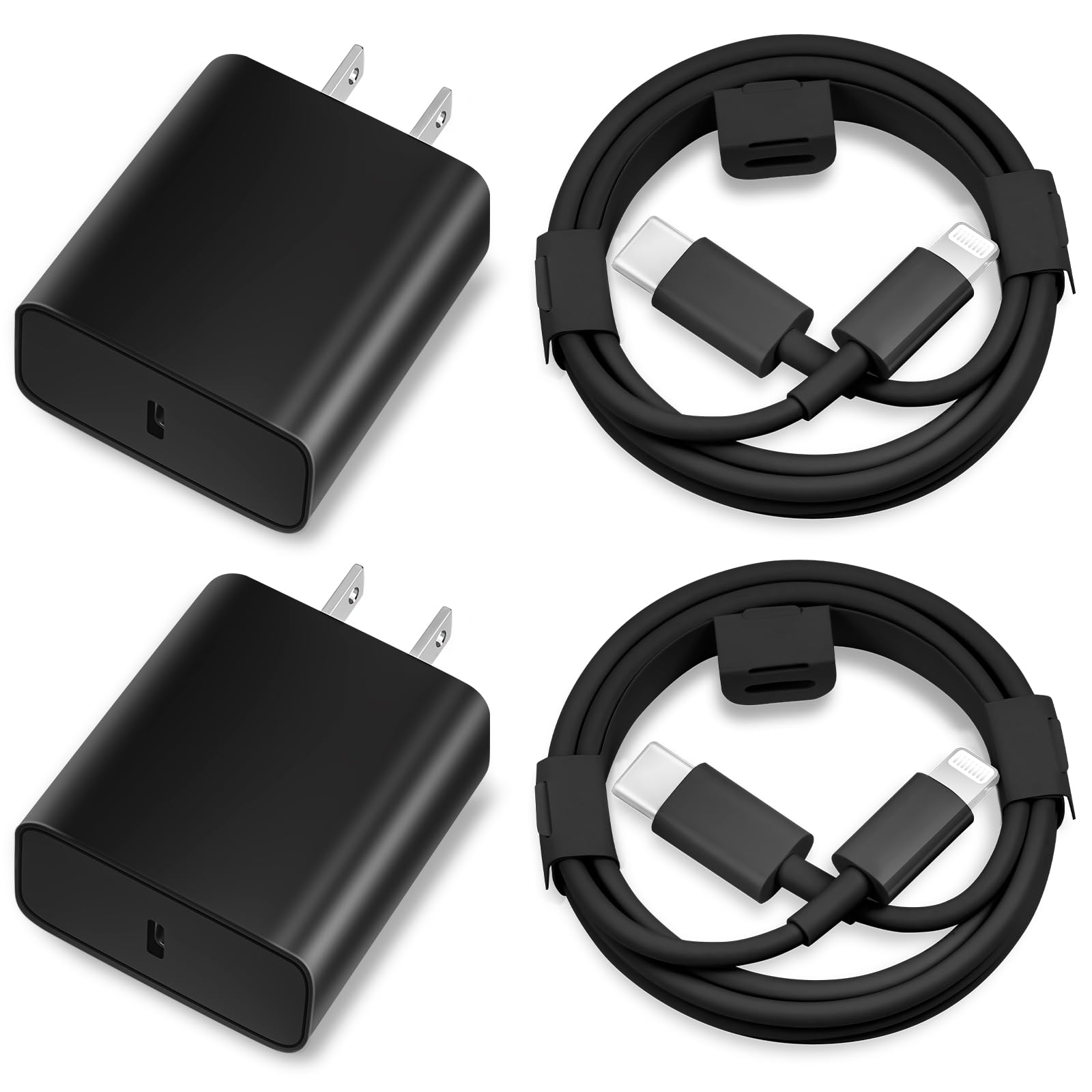 iPhone Charger Fast Charging,[Apple MFi Certified] 2Pack 20W Type C Fast Charger Block with 6FT USB C to Lightning Cable Compatible for iPhone 14/13/12/11 Pro Max/Xs Max/XR/X,iPad (Black)