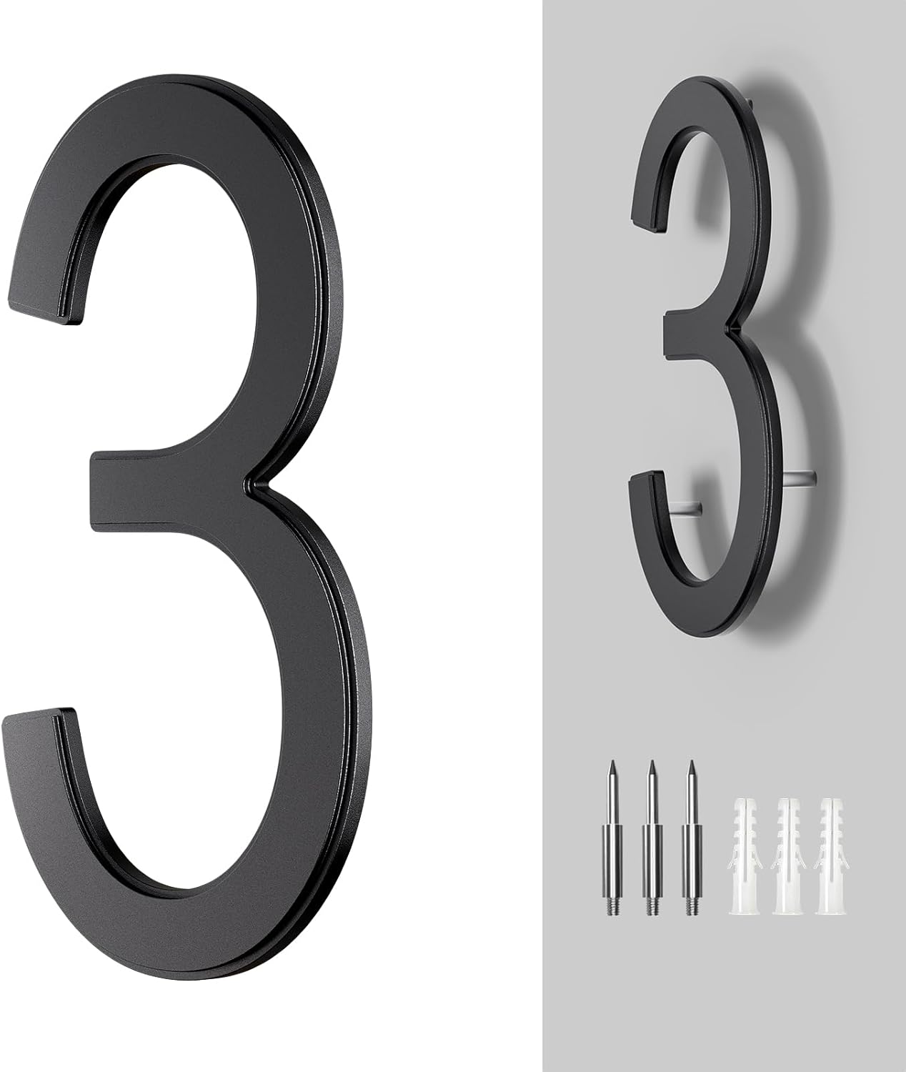 10 Inch Modern House Number for Outside,Floating House Numbers，Large Black Metal House Numbers,House Address Numbers for House