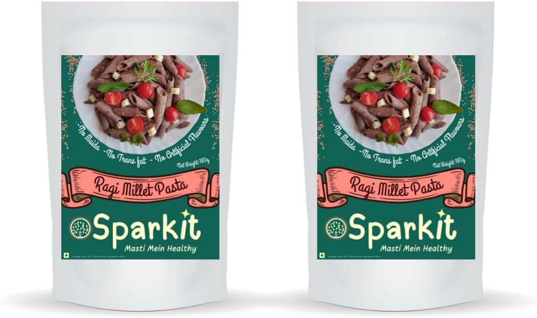 Sparkit Masti Mein Healthy Ragi Millet Pasta | No Maida, Sun-dried, Not Fried, No Preservatives | Pack of 2