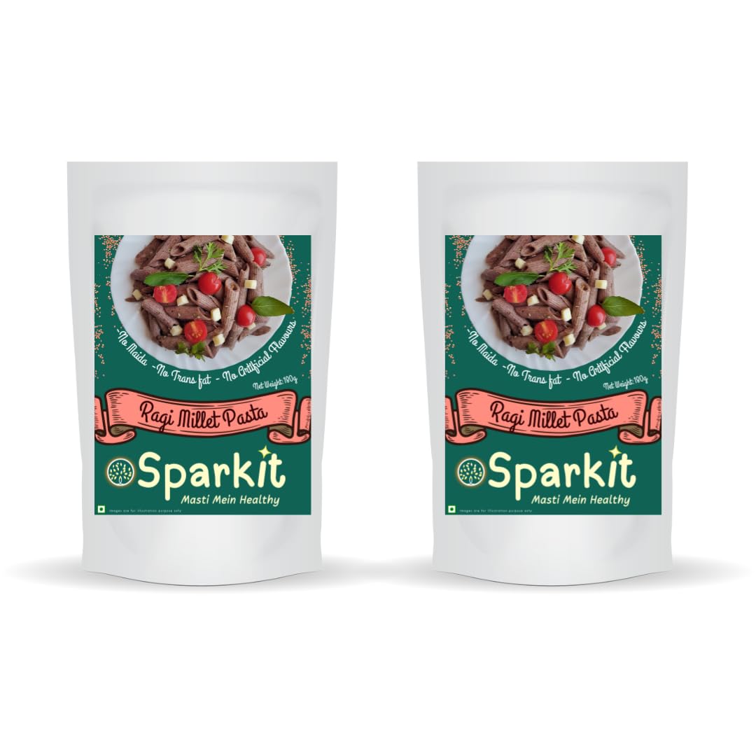 Sparkit Masti Mein Healthy Ragi Millet Pasta | No Maida, Sun-dried, Not Fried, No Preservatives | Pack of 2