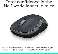 Vista 2 de Logitech Ratón inalámbrico M185, 2.4 GHz con mini receptor USB, duración de la batería de 12 meses, seguimiento óptico de 1000 DPI, Swift Gris