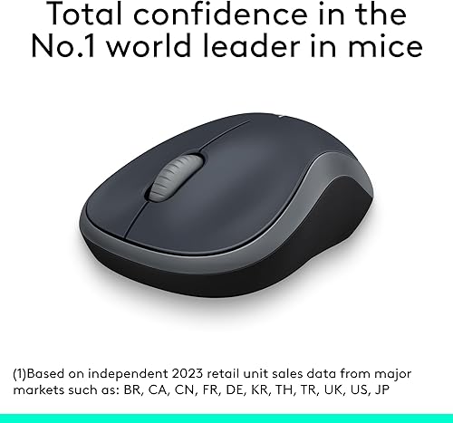 Miniatura 2 de Logitech Ratón inalámbrico M185, 2.4 GHz con mini receptor USB, duración de la batería de 12 meses, seguimiento óptico de 1000 DPI, Swift Gris,Negro