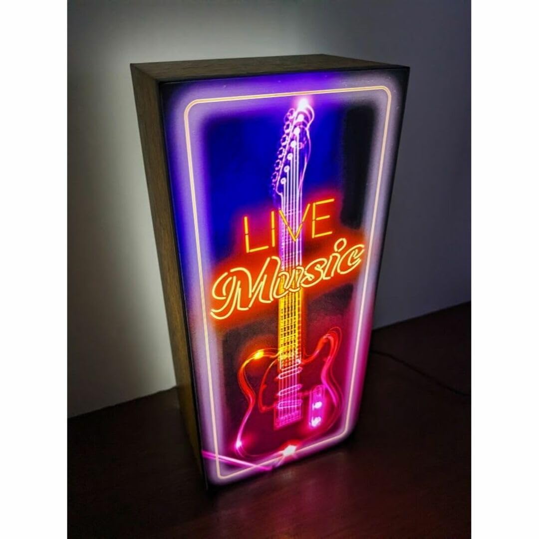 【Lサイズ】ライブ ミュージック エレキギター 看板 置物 雑貨 ライトBOX Amazon.co.jp: Lサイズライブ ミュージック エレキギター 看板