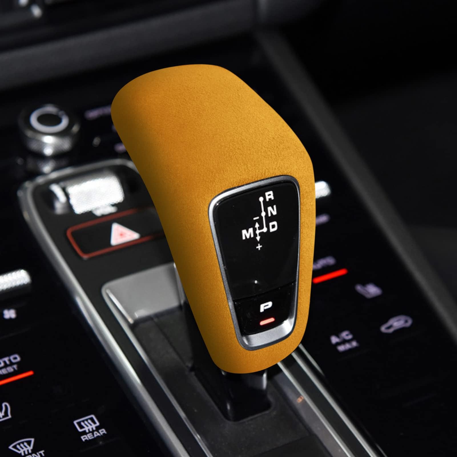 ddx Flocking Car Central Control Gear Shift Knobs Protection Decorative Cover for Porsche Cayenne 2018-2021 Accessories (Yellow)