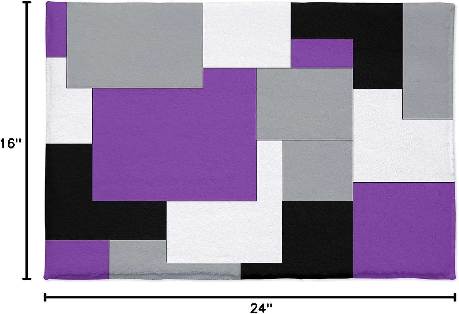 Bathroom Rug, Mid Century Abstract Geometric Pattern 3 D Block Purple Black Gray Bath Mat Non-Slip Water Absorbent Microfiber Soft Plush Shaggy Bath Rugs for Shower, Bedroom, Bathtubs 16" x 24"