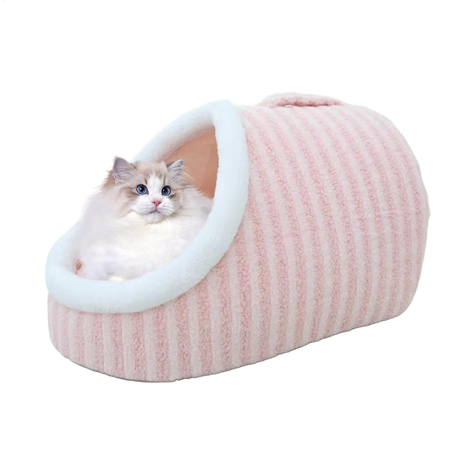 Cave Bed Slippers for Cats | Indoor Soft Calm Pet Sofa Bed | Slipper Type Cat Bed for Small Dogs | Removable Mat with Non-slip Bottom Washable Warm Cozy Pet House Cat Slipper Bed Cave Pet House