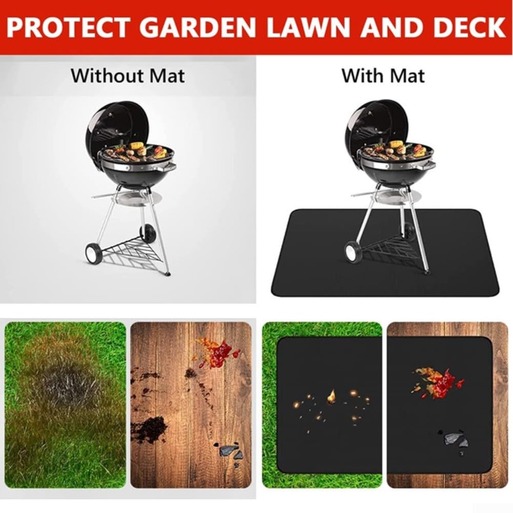 Tapis ignifuge résistant à la chaleur avec caractéristiques ignifuges, adapté pour les barbecues extérieurs, les fumoirs, les foyers et les poêles, imperméable et résistant à l'huile pour un nettoyage