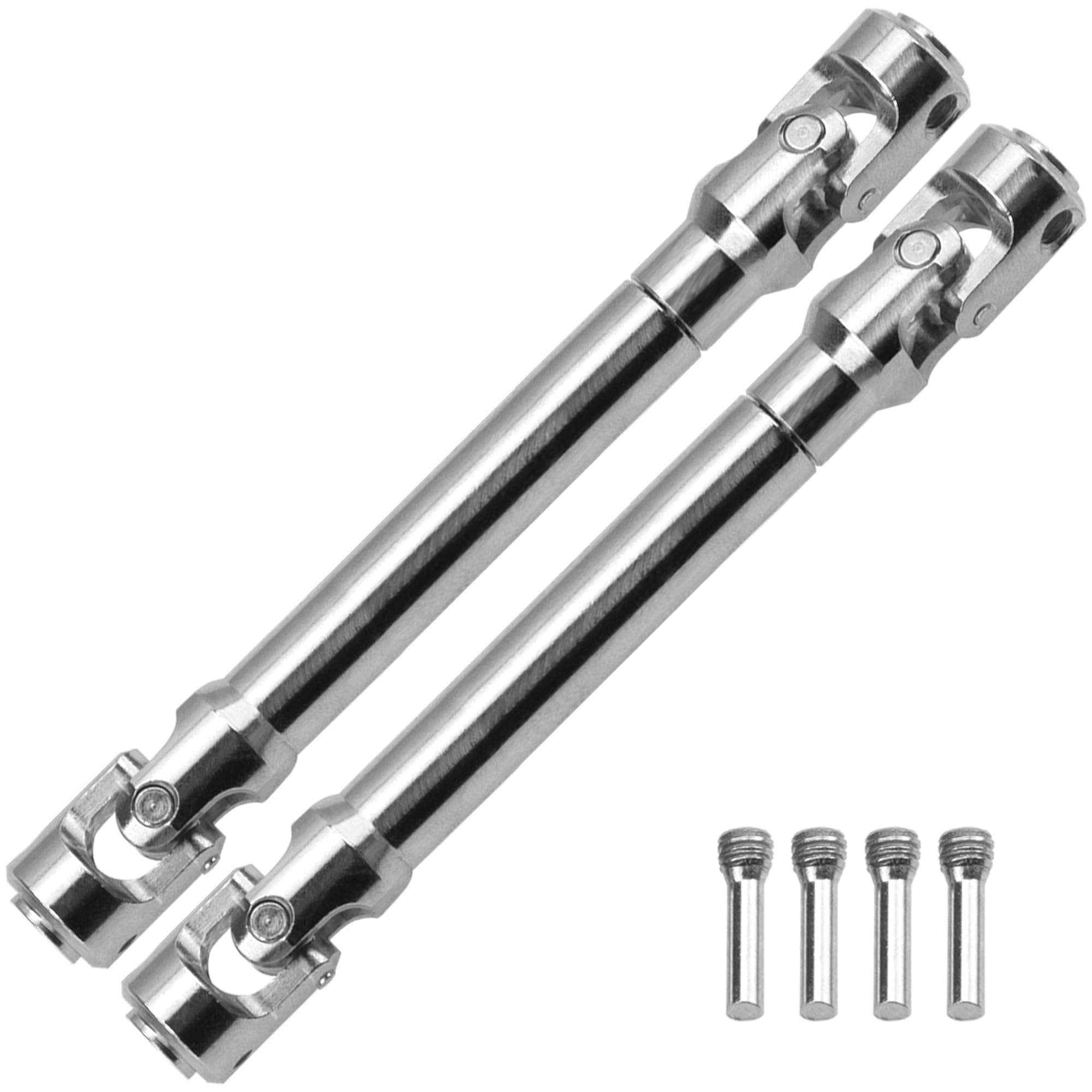 Photo 1 of 2Pcs Vgoohobby Universal Drive Shaft RC Crawler Driveshaft Compatible with Traxxas TRX4 Axial SCX10 AXI03007 Redcat Gen7 RC4WD D90 TF2 1/10 RC Crawler Car (Silver,104-139mm)