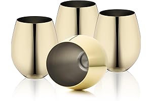 Gold Stemless Wine Glasses: 18oz Unbreakable Elegance