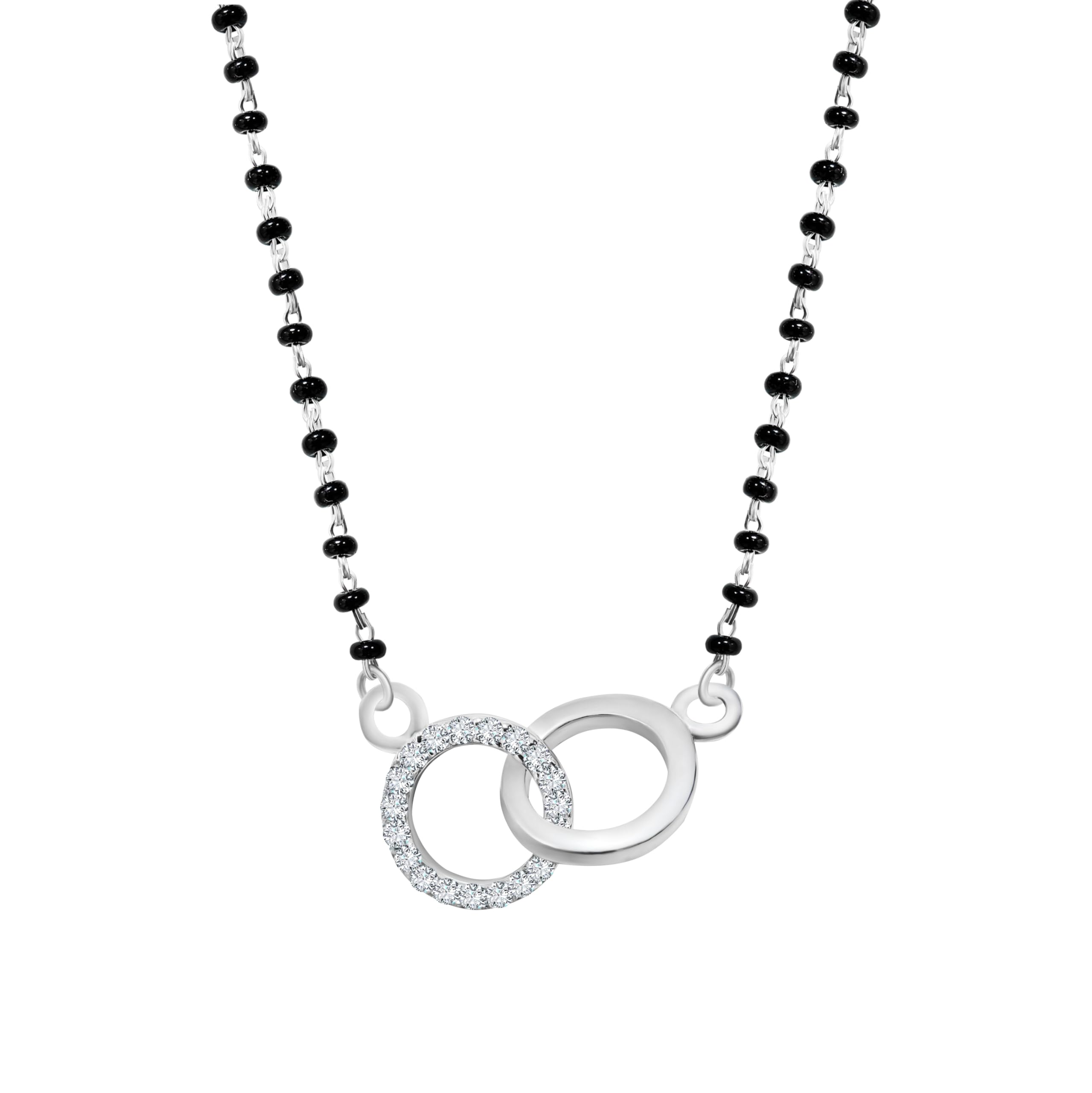925 Silver Double Ring Mangalsutra| Necklace with Black Bead chain| Gift for Women | With Certificate of Authenticity and 925 Stamp-image-23