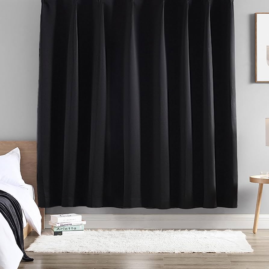 Amazon｜Hansleep カーテン 1級遮光 幅150cm×丈135cm 1枚組 ブラック