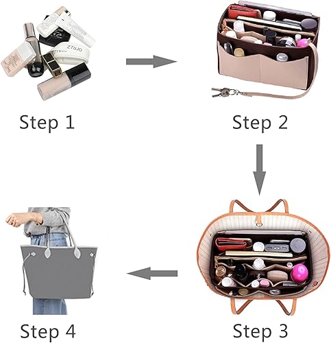 Miniatura 6 de ZTUJO Purse Organizer Insert, Felt Bag Organizer with Metal Zipper, Handbag & Tote Shaper, For Speedy Neverfull Tote, 7 Sizes