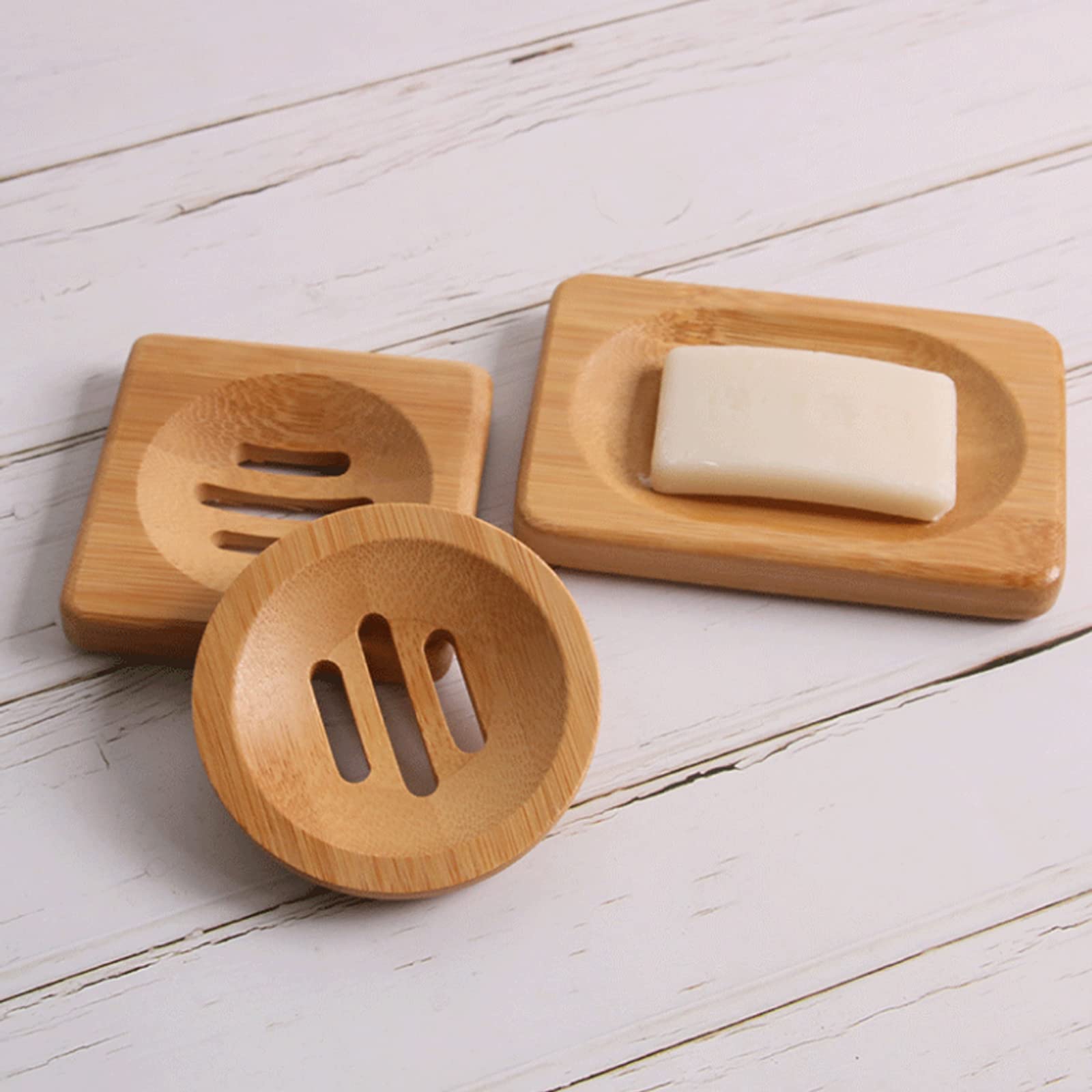 6 Portasapone In Bambù Naturale - Set Scatole Sapone Per Bagno Eco-Friendly - Foto 7