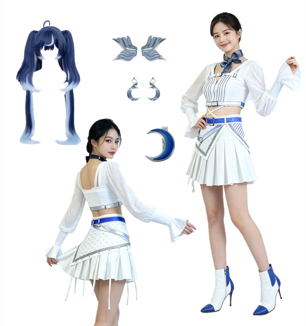 Gra Cosplay kostium biały damski JK jednolita spódnica i peruka kostium imprezowy