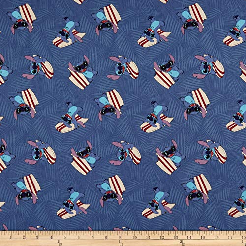 Disney Lilo And Stitch Surfer Stitch Blue Quilt...