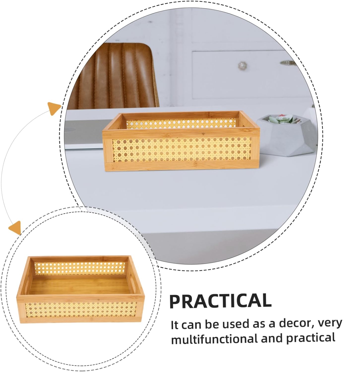 MAGICLULU Multifunctional Storage Box Woven Organizer for Household Items Stylish Desktop Basket for Magazines and Kitchenware Decor