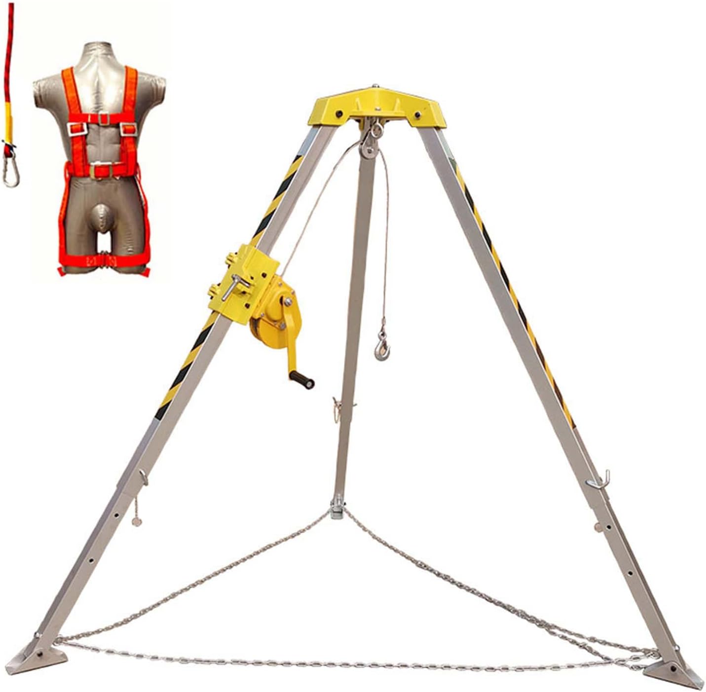 Rescue Tripod Heavy Duty Fire Fighting Tripod Confined Space，Fall Arrest Kits, Emergency Rescue Tripod Portable Confined Space Rescue Tripod Rescue System, Aluminum Alloy Safety Fire Rescue