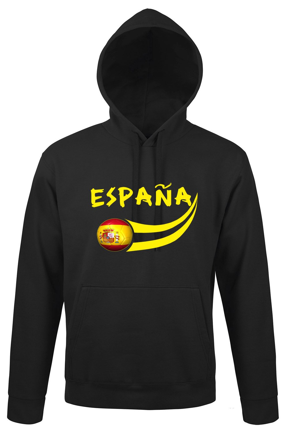 Supportershop Men Spain Hooded Sweatshirt - Black, X-Large arge arge arge, XL