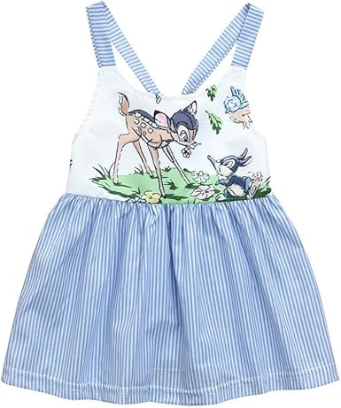Angelof Robe A Bretelle Dentelle Rayures Bebe Filles Robe Enfant Fille Imprime Dessin Anime Faon Blouse Bebe Anniversaire Bapteme Bleu 6 14 Mois 90 Bleu Amazon Fr Vetements