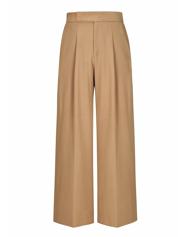 Arach Cloz 2025 Womens Wrinkle Free Wide Leg Dress Pants Pleated Loose Palazzo Pants Business Casual Outfits Ankle