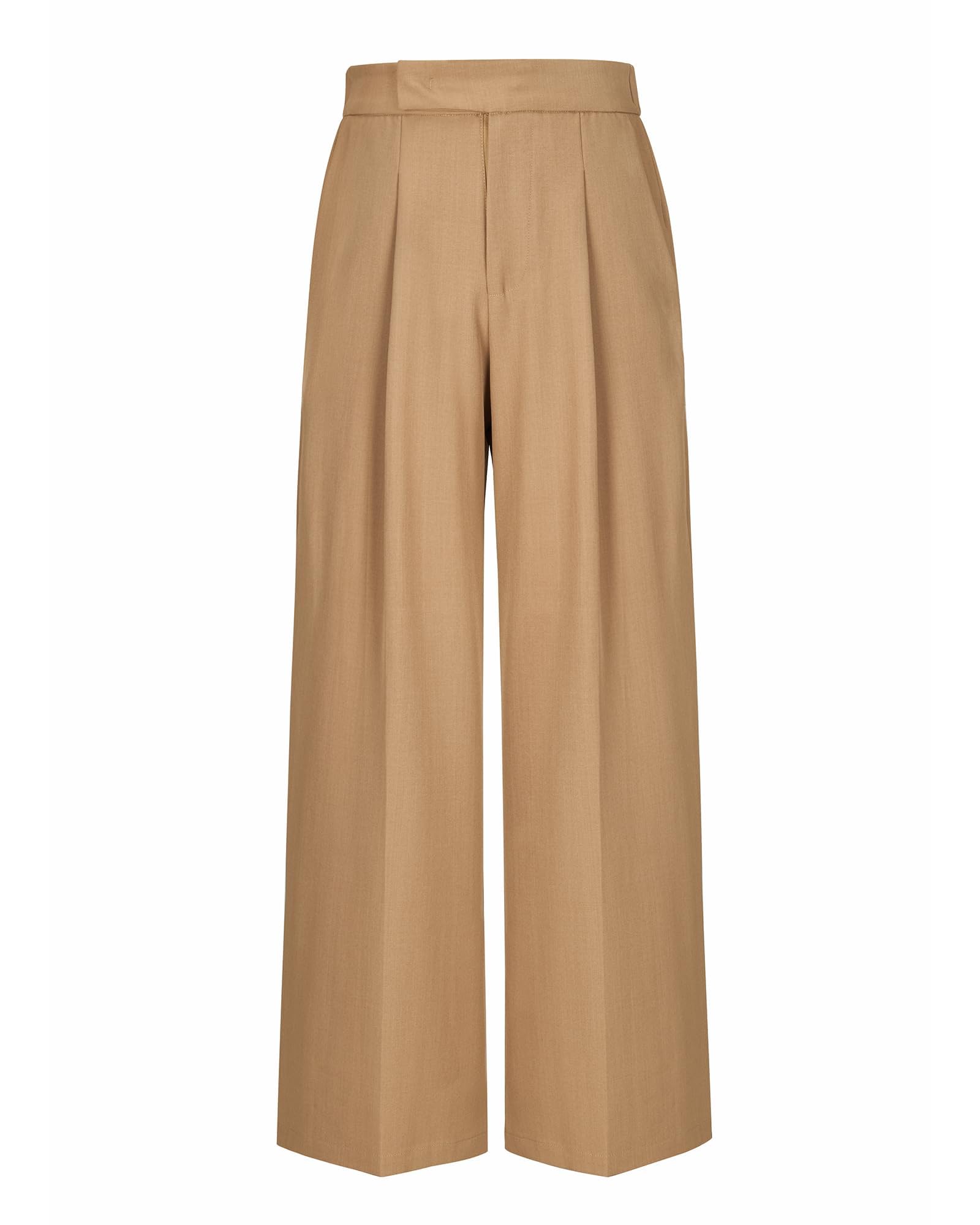 Arach Cloz 2025 Womens Wrinkle Free Wide Leg Dress Pants Pleated Loose Palazzo Pants Business Casual Outfits Ankle
