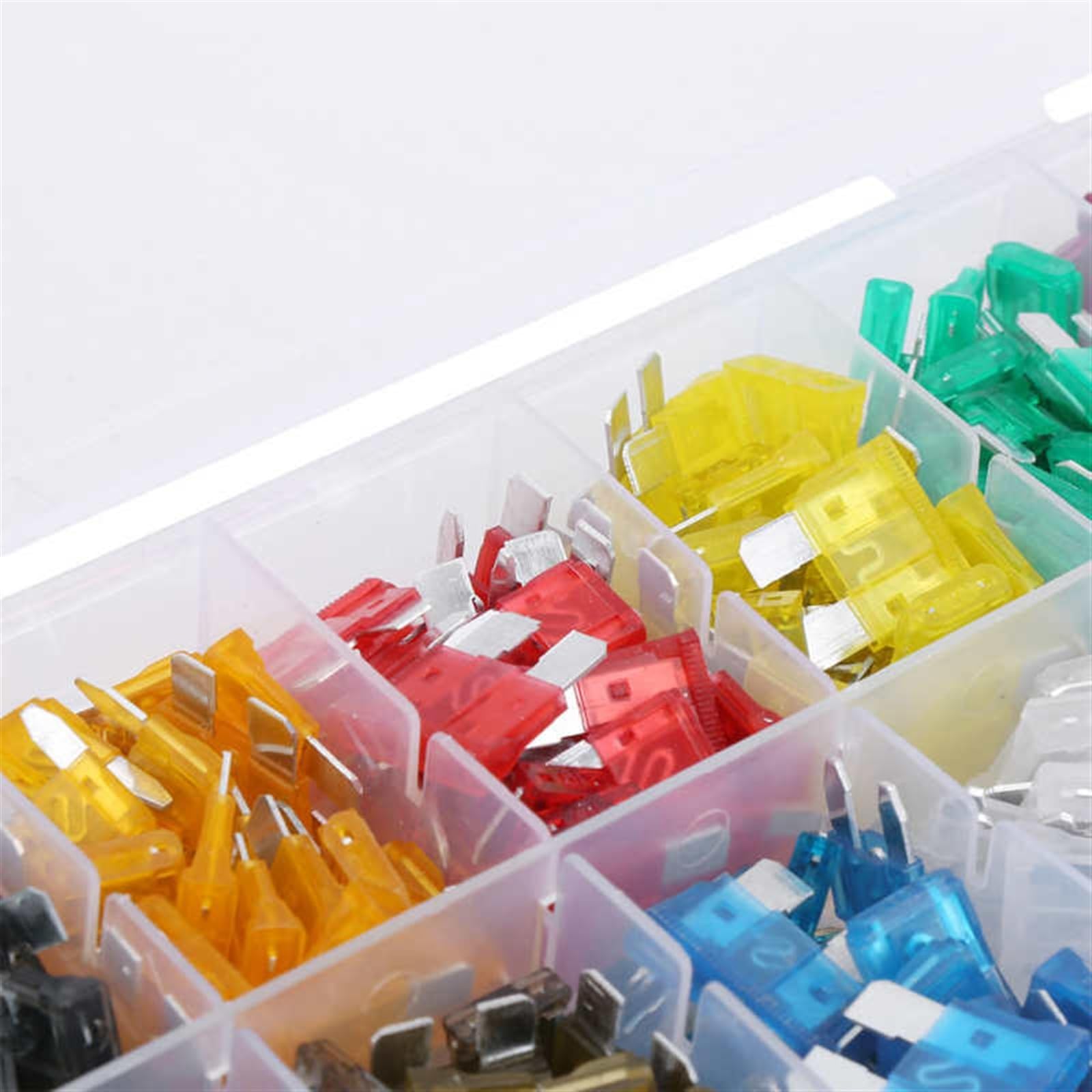 Kit de fusibles de cuchilla de 330 piezas, tamaño pequeño, mediano, mini, surtido de 2A-40A con fusible de cuchilla de clips amarillos