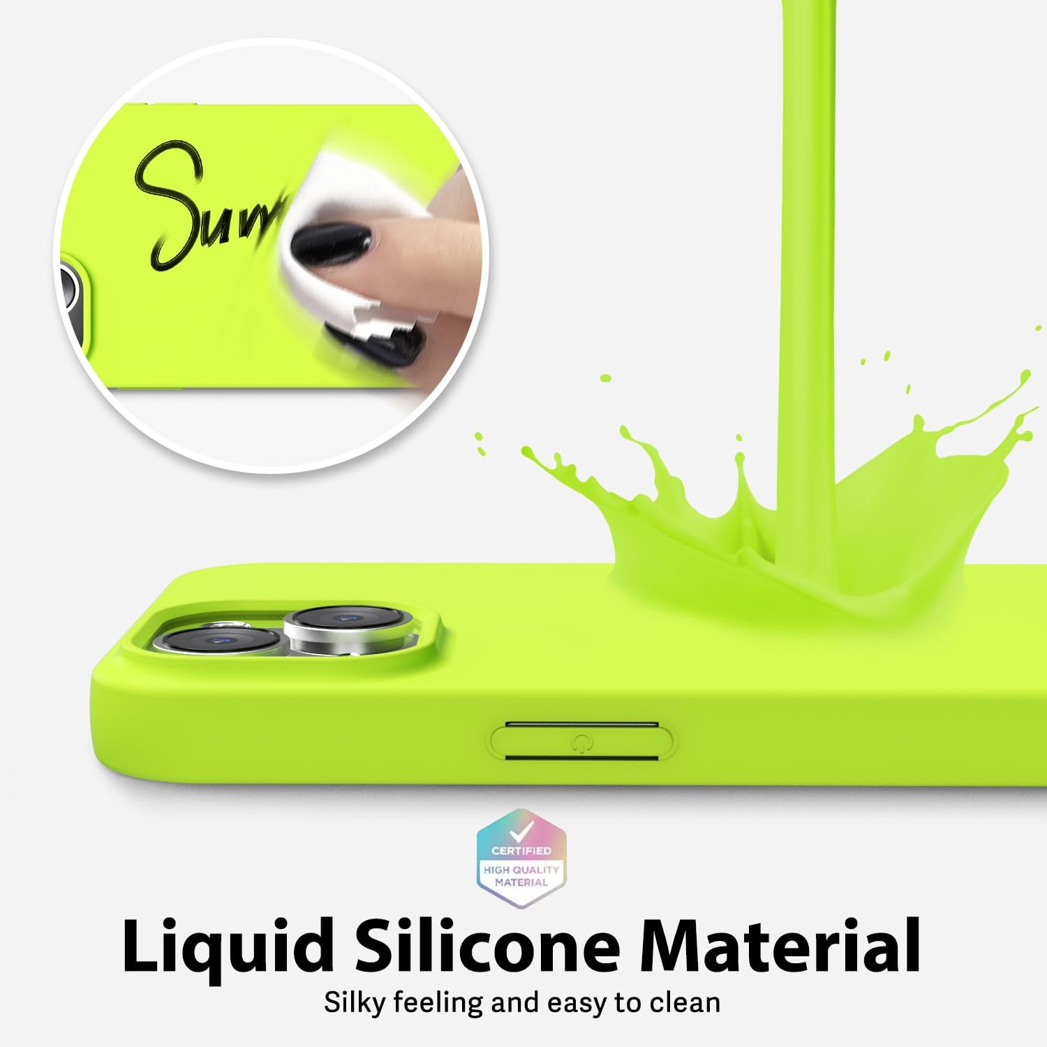 oakxco Silicone Case for iPhone 13 Mini/ 12 Mini Case Magnetic, Compatible with Magsafe Wireless Charging, Slim Thin Soft Rubber, Girly Cute Bright Hard Mag Safe Cover, Fluorescent Neon Green Lime image 4
