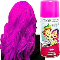 Tinta Spray Para Festa Dia das Crianças Cabelo Maluco Lavável Carnaval Infantil Halloween (Rosa, 1 Unidade)