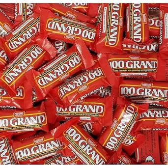 100 Grand Milk Chocolate Candy Bars, Wrapped Retro Candy, Pack of 60oz + GIFT VEMAX STORE