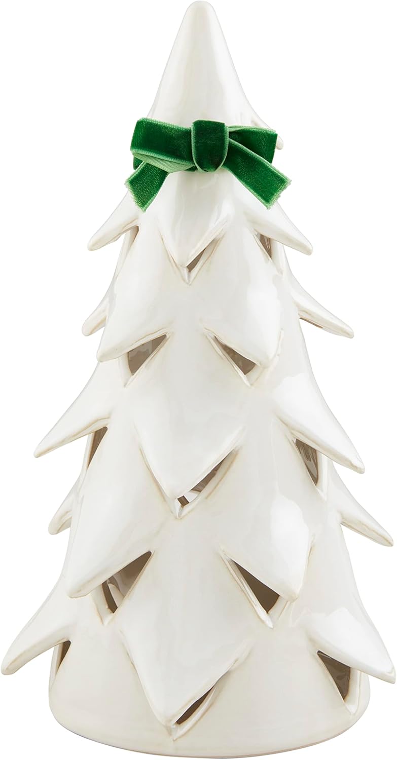 Mud Pie White Christmas Tree Sitter, 10 1/2" x 4 3/4" Dia, Medium